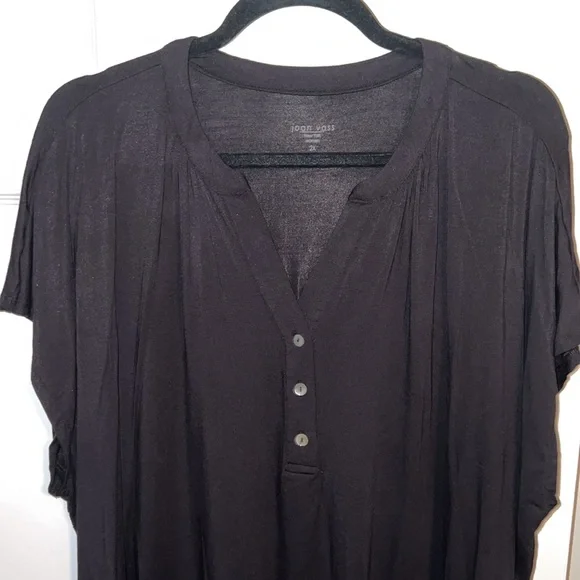Joan Vass Women’s Plus Size Cap Sleeve Top in Black in 2X - Picture 6 of 9